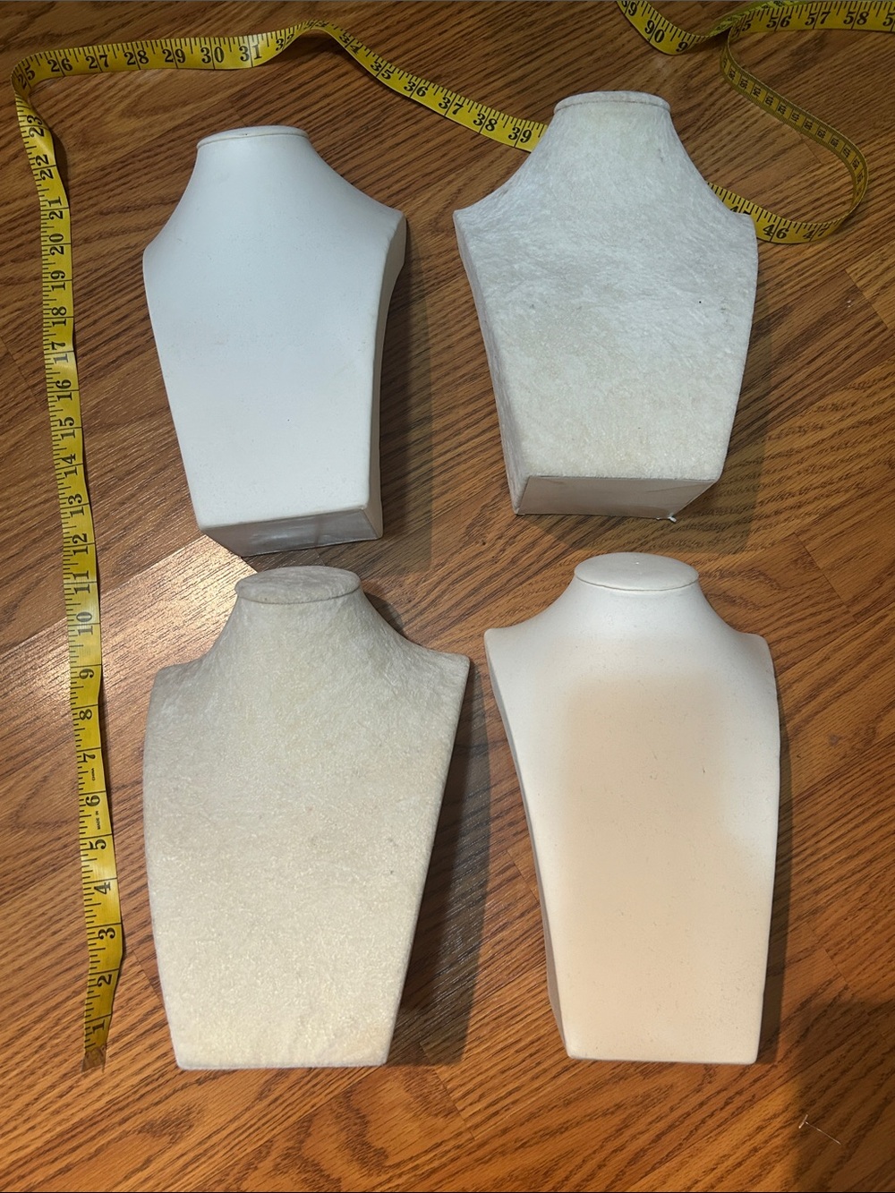 Lot of 4) White and Cream Jewelry (Necklace) Display Busts and Holders